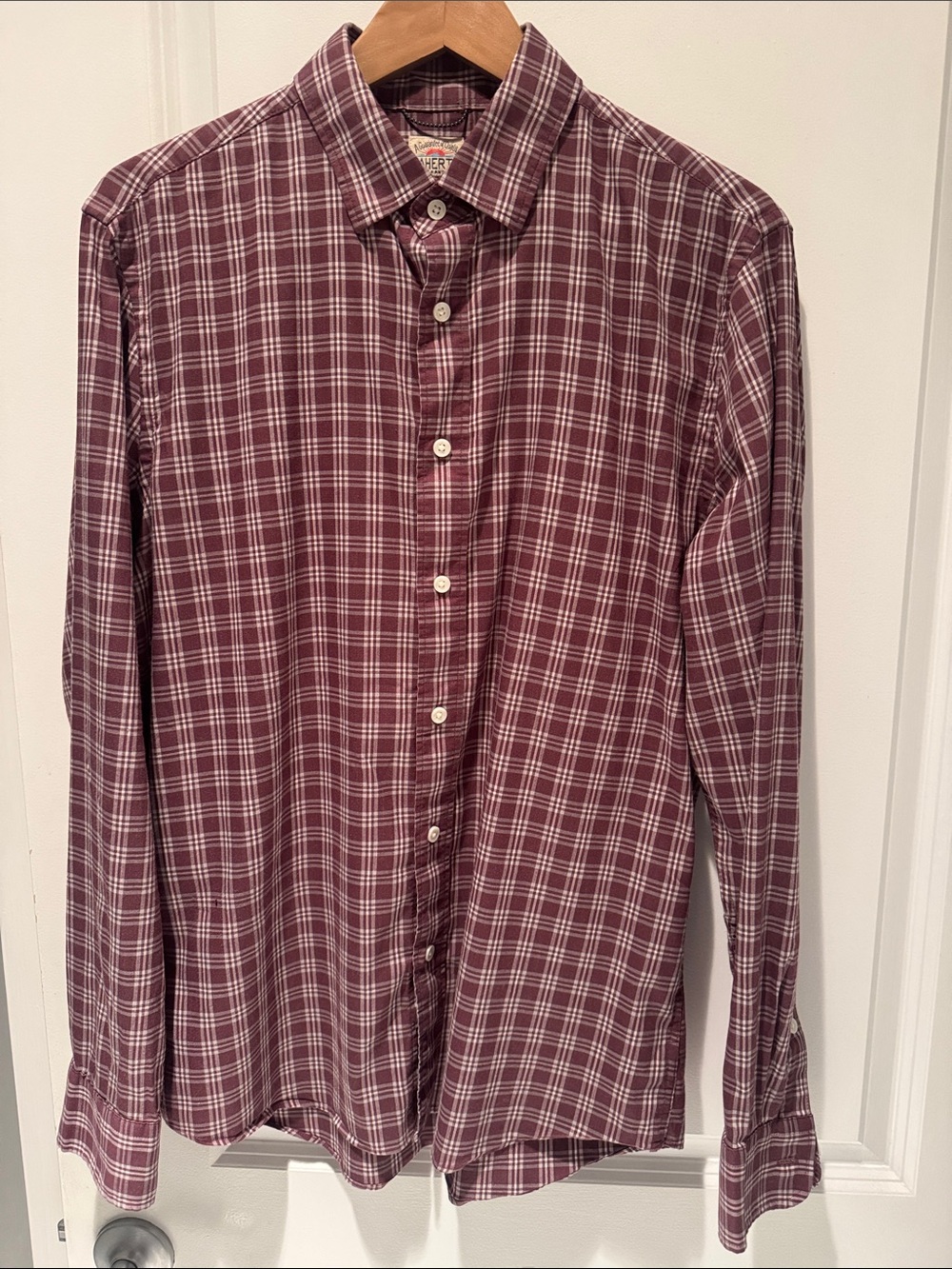 Faherty Movement Brick Red Plaid Check Button-Down Shirt Size Medium